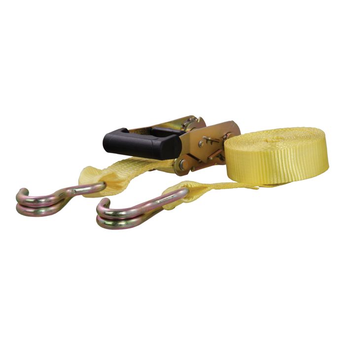 Стяжной ремень CURT 14' Yellow Cargo Strap with J-Hooks, 1667 lbs.