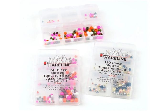 Грузила Hareline Slotted Tungsten Bead 150 Piece Assortment