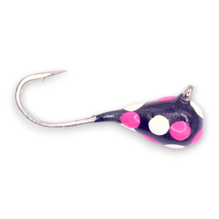 Зимняя приманка Kenders Outdoors BLACK WHITE PINK SPOT GLOW TUNGSTEN JIG