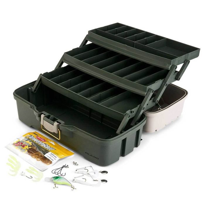 Коробка для снастей Plano Bass Kit Three Tray Tackle Box - Tan/Green