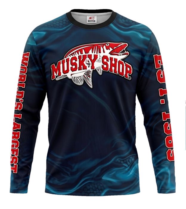 Рыболовная рубашка Musky Shop Navy Red Long Sleeve Fishing T-Shirt