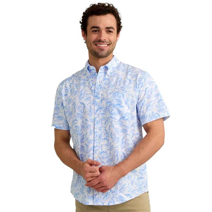 Рыболовная рубашка Huk Men's KC Kona Button Down Short Sleeve Fishing Shirt - Regatta Fish