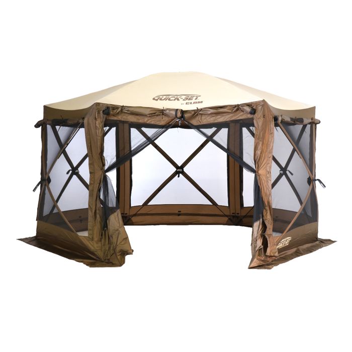 Палатка Clam Pavilion Pop Up Screen Tent - Built In Wind Panels - Brown