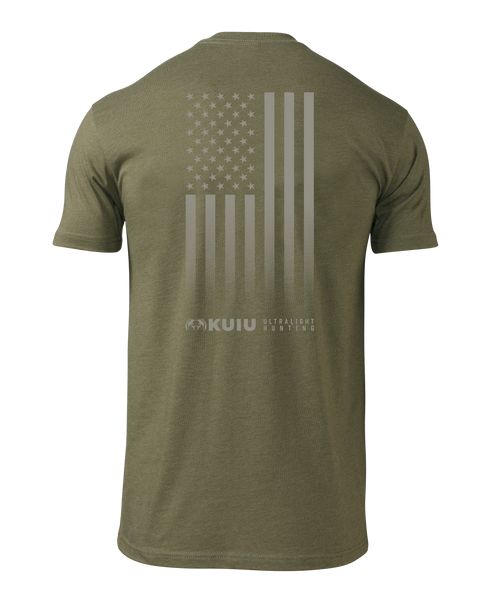 Рыболовная рубашка KUIU Vertical Flag Logo T-Shirt | Military Green