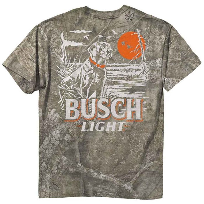Рыболовная рубашка Busch Light Men's Realtree APX Camo Lab Duck Short Sleeve Casual Shirt