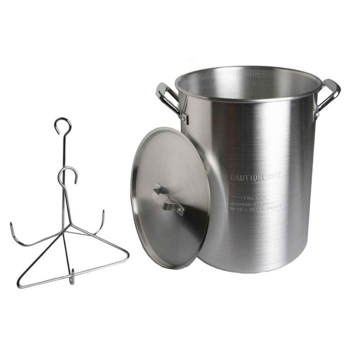 Кастрюля для жарки King Kooker KingKooker 30 Quart Aluminum Turkey Pot with Rack & Hook