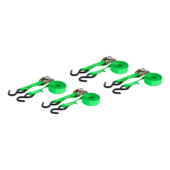 Стяжной ремень CURT 16' Dark Green Cargo Straps with S-Hooks, 300 lbs., 4-Pack