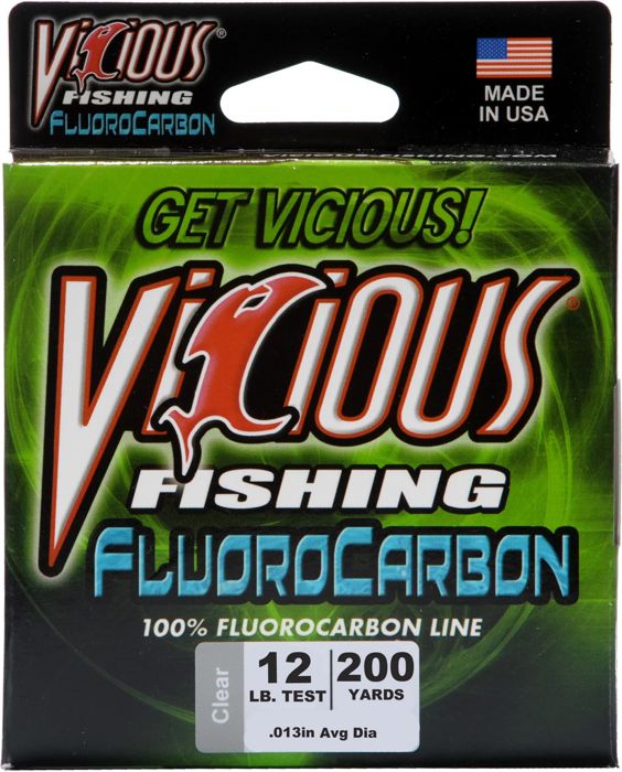 Леска флюорокарбоновая Vicious 12 lb, 200 ярдов, прозрачная