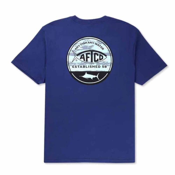 Рыболовная рубашка Aftco Storm Blue Grandeur Marlin Cotton T-Shirt - LARGE