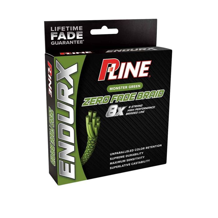 Плетёный шнур P-Line Endurx Zero Fade Braided Fishing Line - 10lb, Monster Green, 150yds