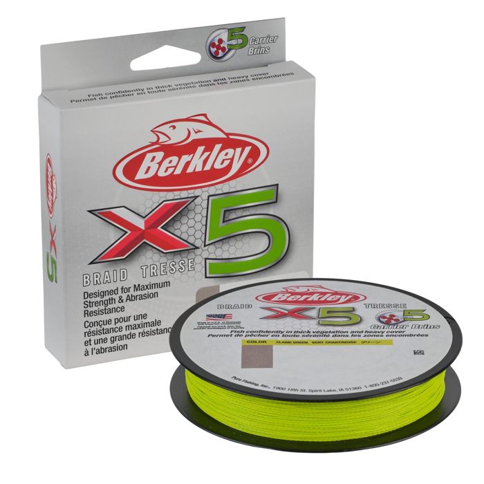 Плетёный шнур Berkley x5 Braid 30 lb, 300 ярдов