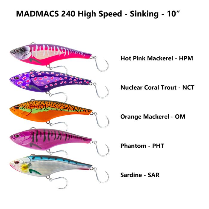 Крючки NOMAD DESIGN MADMACS 240mm 10-Inch-High Speed Sinking Lure w/ BKK Hooks (393g)