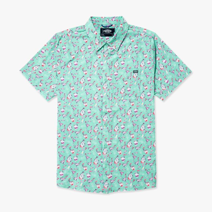 Рыболовная рубашка MENS Boatbar SS Button Down Shirt | Aqua Glass