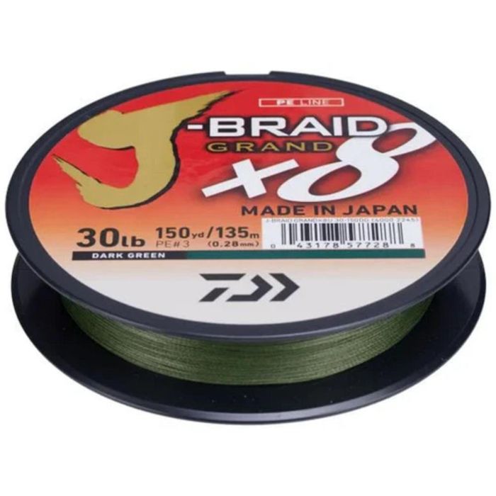 Плетёный шнур Daiwa J-Braid x8 Grand Braided Fishing Line (3000 yd Spools)
