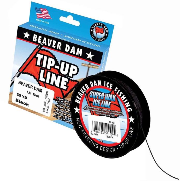Аксессуар для зимней рыбалки Beaver Dam Super Wax Ice Fishing Tip-Up Line - Black, 40lb, 5