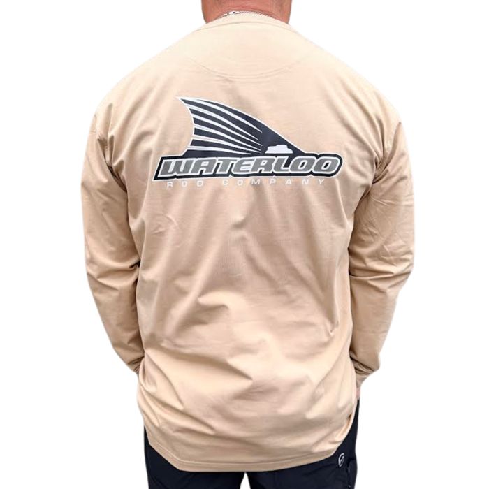 Рыболовная рубашка Waterloo Rods Waterloo Long Sleeve Tan Shirt - Tails Up Logo