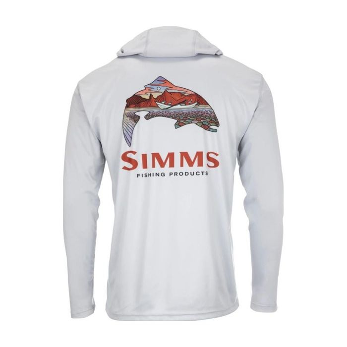 Рыболовная рубашка Simms Men's Tech Hoody - Artist Series - Trout Logo Flame/Sterling FFF