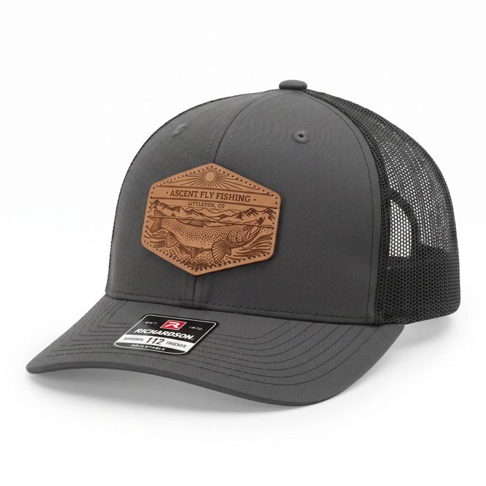Головной убор Ascent Fly Fishing Embossed Leather Patch Trucker Hat, Charcoal/Black