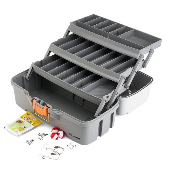 Коробка для снастей Plano Bass Kit Three Tray Tackle Box - Light Grey/Dark Grey