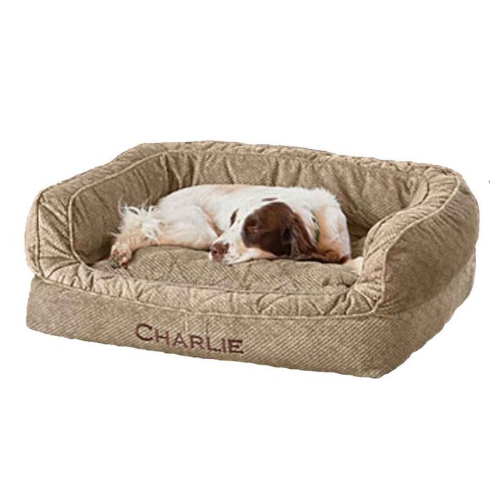 Снаряжение для собаки Orvis ComfortFill-Eco Couch Brown Tweed Dog Bed - 34½in x 26½in