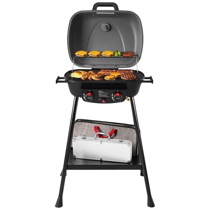 Гриль Royal Gourmet Portable 2-Burner Gas Grill w/ Stand & Shelf