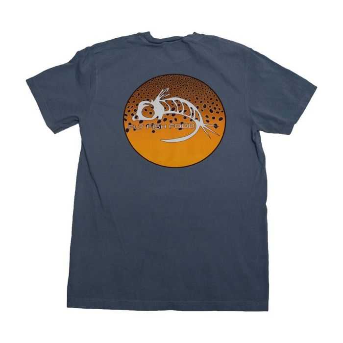 Рыболовная рубашка Fly Fish Food Custom Fly Fish Food Brown Trout Logo Tee - Blue