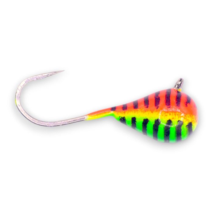 Зимняя приманка Kenders Outdoors ORANGE/GREEN STRIPE GLOW TUNGSTEN JIG