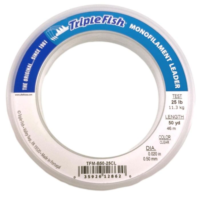 Монофильная леска Triple Fish Monofilament Leader Wrist Spools - 50yds Clear
