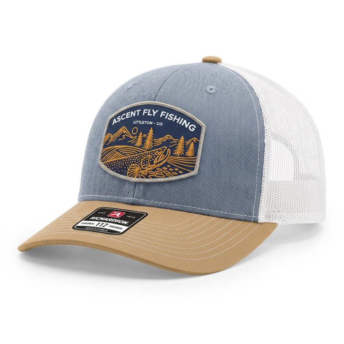 Головной убор Ascent Fly Fishing Tri-Color Trucker Hat, Slate Blue/Tan/White
