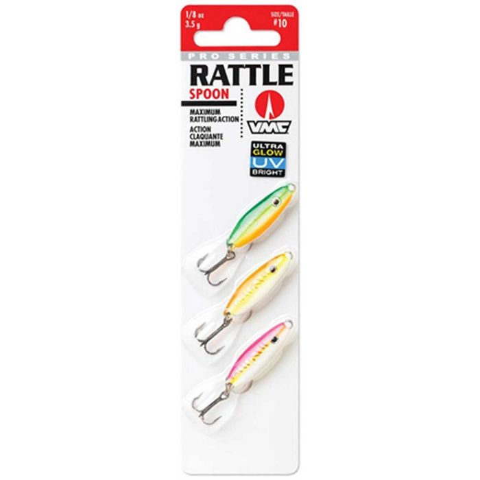 Зимняя приманка VMC Rattle Spoon Ice Fishing Lure Kit - Glow UV, 1/16oz, 1in
