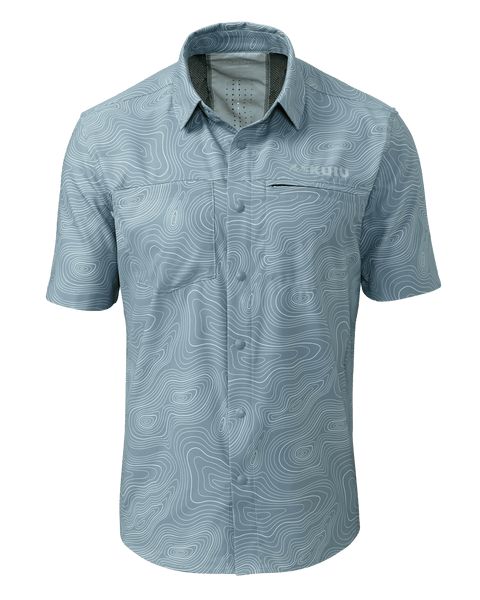 Рыболовная рубашка KUIU Mesa Vented SS Snap Shirt Topo | Glacier Topo Print