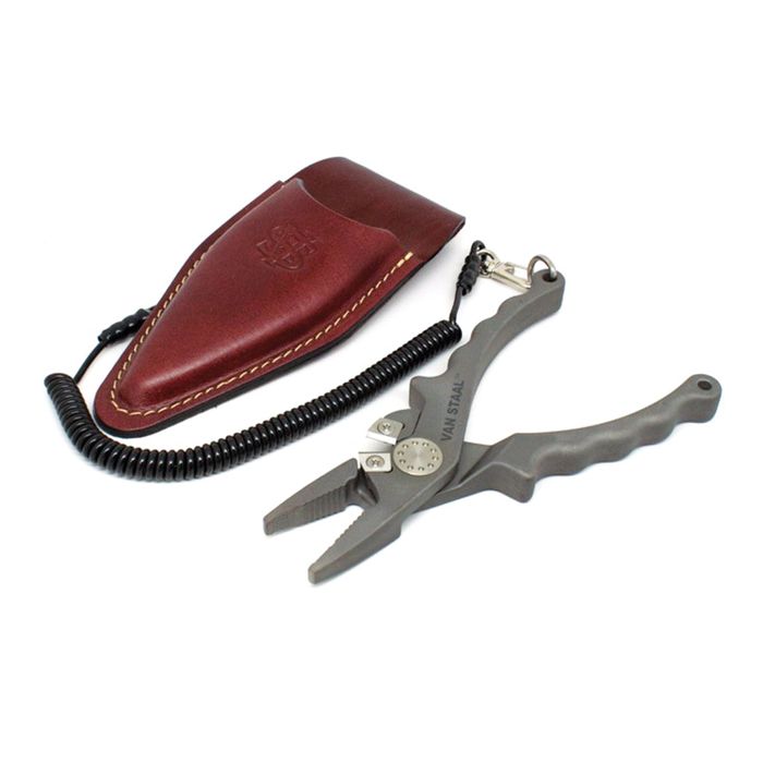 Плоскогубцы рыболова Van Staal Titanium Pliers with Leather Sheath and Lanyard