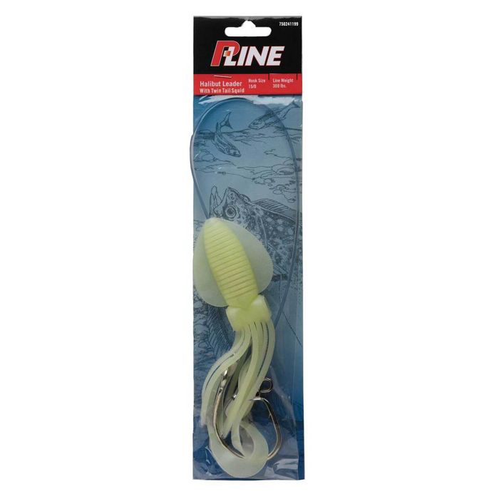 Поводковый материал P-Line Twin Tail Halibut Glow Squid Leader
