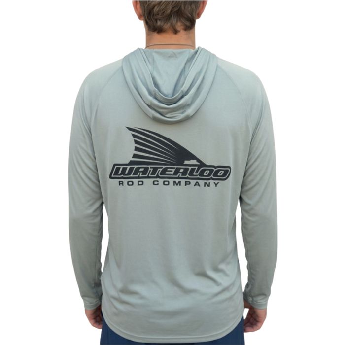 Рыболовная рубашка Waterloo Rods Waterloo Grey Hooded Long Sleeve Performance Shirt - Tail