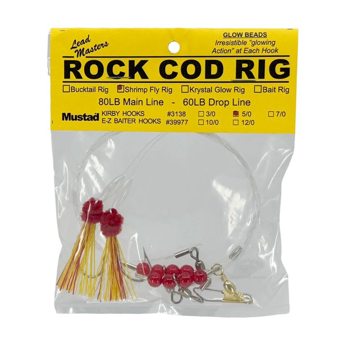 Готовая оснастка Lead Masters LM Rock Cod Shrimp Fly Rig 5/0 2-Hook