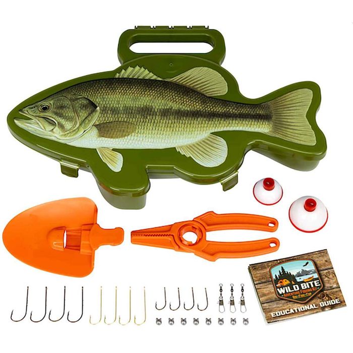 Набор для рыбалки Flambeau Wide Bite Adventure Bass Fishing Kit Youth Tackle Box - Green
