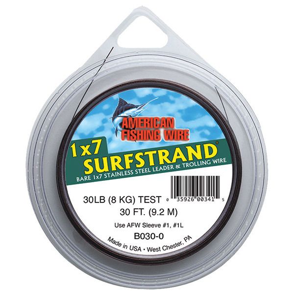 Поводковый материал AFW Surfstrand 30 lb, 30 футов, без покрытия