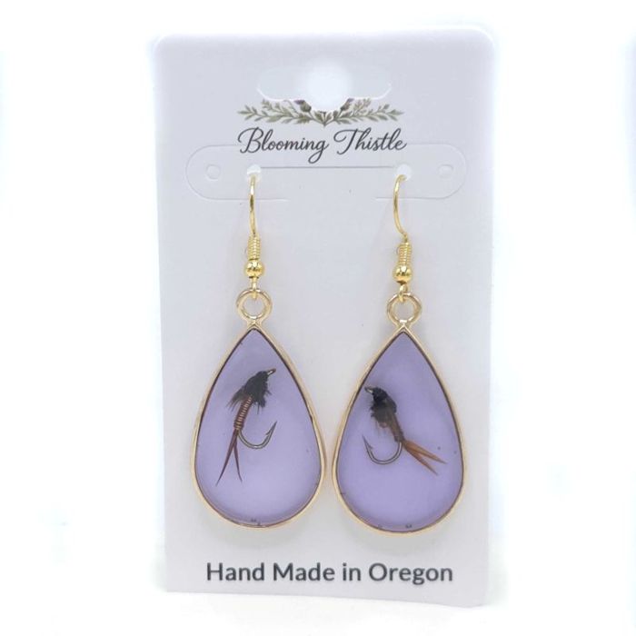 Мушки First Cast Teardrop Fly Earrings - By Blooming Thistle