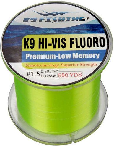 Флюорокарбоновая леска K9 Fishing Hi-Vis Fluoro Fluorocarbon Line Hi-Vis Yellow