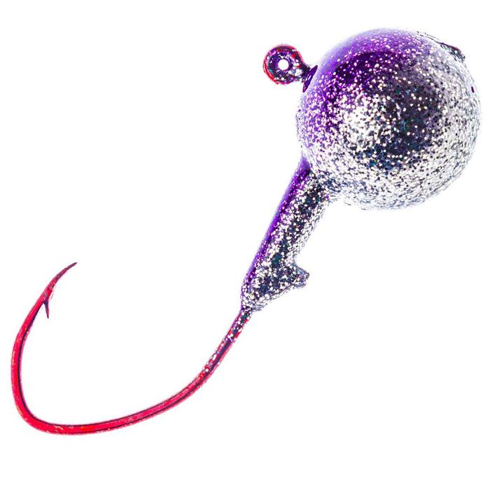 Джиг-головки D&B Eagle Claw Sickle Hook Jig Head - Purple/Silver Glitter, 3/4oz, 3pk