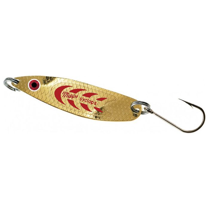 Колеблющаяся блесна Mepps Lures Mepps Bantam Syclops Single Hook Trolling Spoon - Gold, 1/