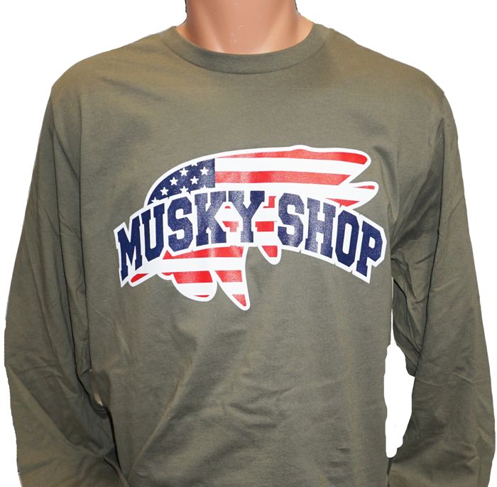 Рыболовная рубашка Musky Shop Military Green US Logo Long Sleeve T-shirt