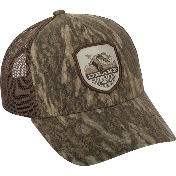 Охотничий камуфляж Vintage Badge Mesh Back Cap - Mossy Oak Bottomland / One Size Fits Most