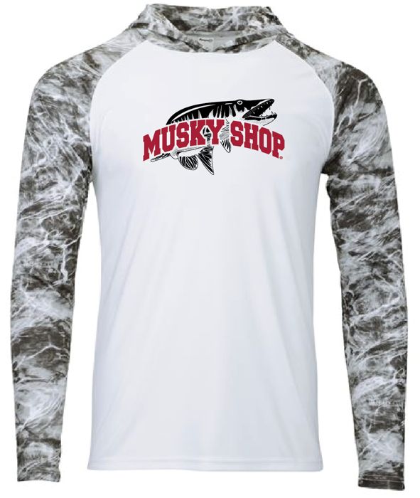 Рыболовная рубашка Musky Shop Paragon Biloxi Sun Hoodie Shirt Black Cardinal Red