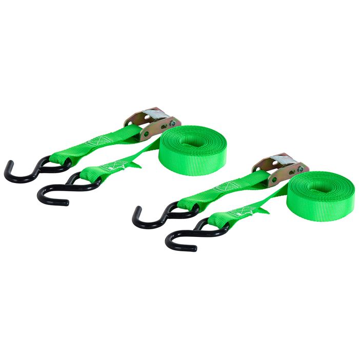 Стяжной ремень CURT 15' Dark Green Cargo Straps with S-Hooks, 300 lbs., 2-Pack
