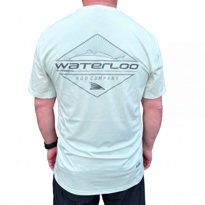 Рыболовная рубашка Aftco Air O Mesh Short Sleeve - Hint of Mint - Waterloo Diamond Logo