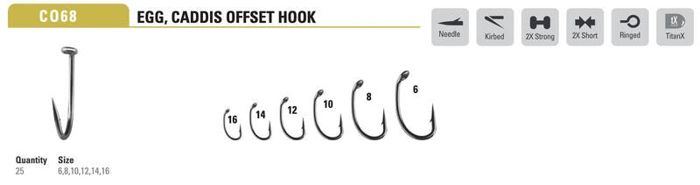 Крючки Hareline Mustad - Egg/Caddis Offset Hook CO68AP