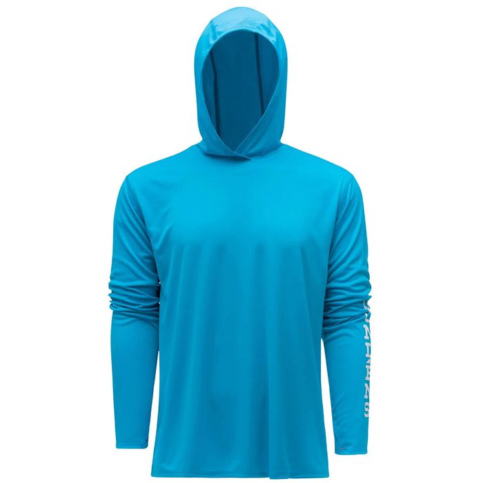 Рыболовная рубашка Grundens Men's Tough Sun Hooded Long Sleeve Fishing Shirt - Azure - XXL