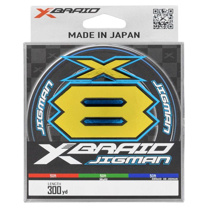 Плетёный шнур XBraid X8 Jigman Multicolor Jigging Braid (300 yd Spools)