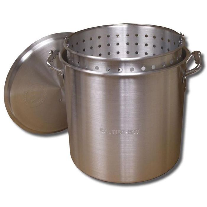 Походная посуда King Kooker 80 Qt Aluminum Boiling Pot with Stream Rim. Lid & Basket